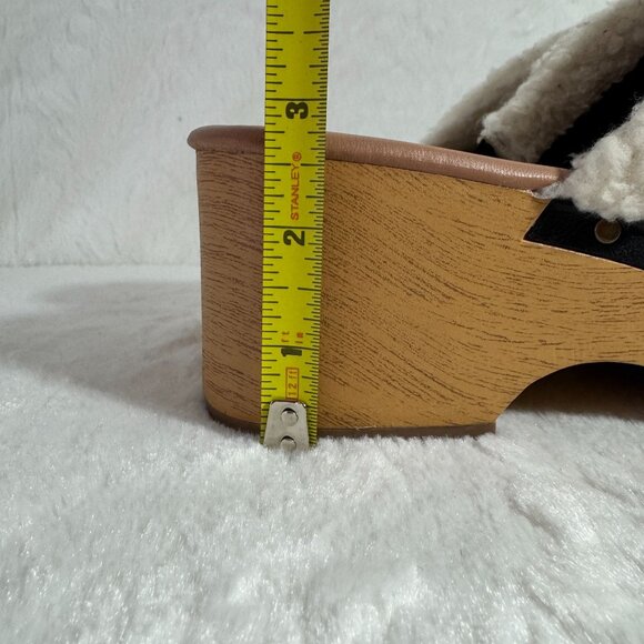 OLD NAVY Faux-Leather Sherpa-Lined Clogs Color: Blackjack Mules SZ 7 - Picture 4 of 9